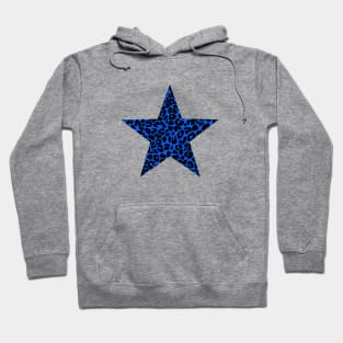 Leopard Print Pattern Star in Blue and Black Hoodie